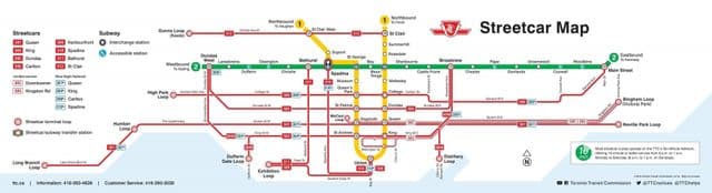 トロント市電の駅マップ