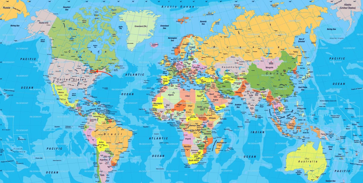 世界地図上のトロントの場所