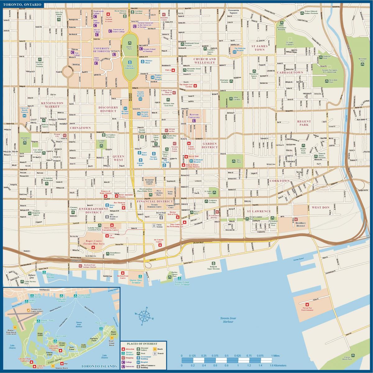 トロント市内中心部の地図